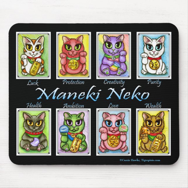 Maneki Neko viel Glück-Katzen-Fantasie-Katze Mousepad (Vorne)