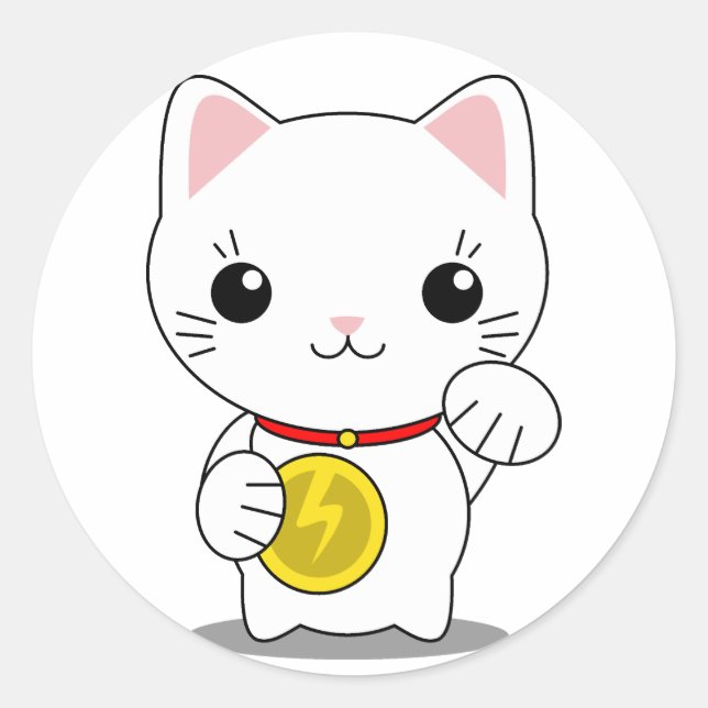 Maneki Neko - White Lucky Cat Runder Aufkleber (Vorderseite)