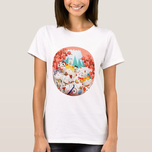 Manekineko Hanami Party T-Shirt (Vorderseite)