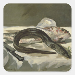 Manet   Aal and Red Mullet, 1864 Quadratischer Aufkleber