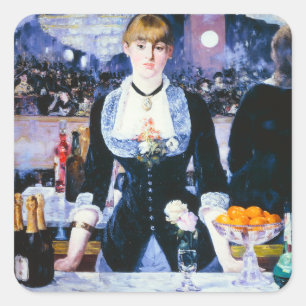 Manet Bar an den Folies Bergere Aufklebern Quadratischer Aufkleber