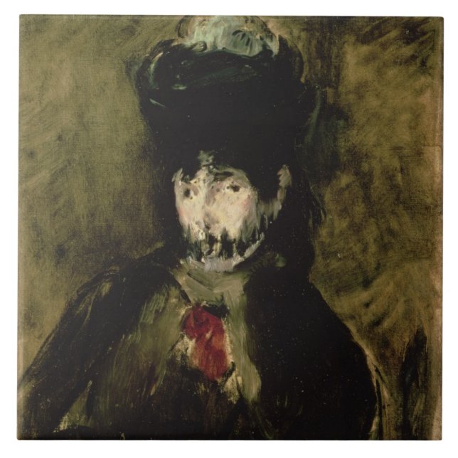Manet | Berthe Morisot, die einen Schleier, 1872 Fliese (Vorderseite)
