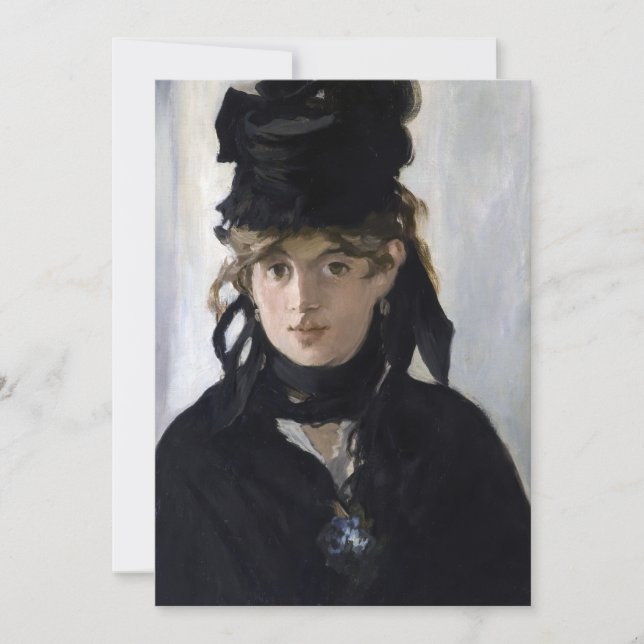 Manet - Berthe Morisot mit einem Blumenstrauß Einladung (Vorderseite)