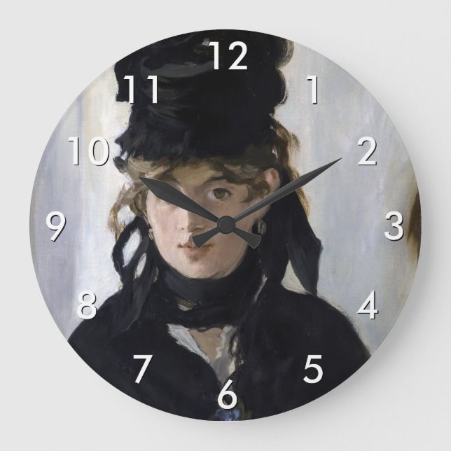 Manet - Berthe Morisot mit einem Blumenstrauß Große Wanduhr (Vorderseite)