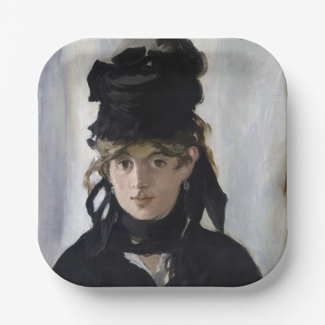 Manet - Berthe Morisot mit einem Blumenstrauß Pappteller (Vorderseite)