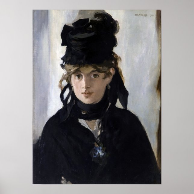 Manet - Berthe Morisot mit einem Blumenstrauß Poster (Vorne)