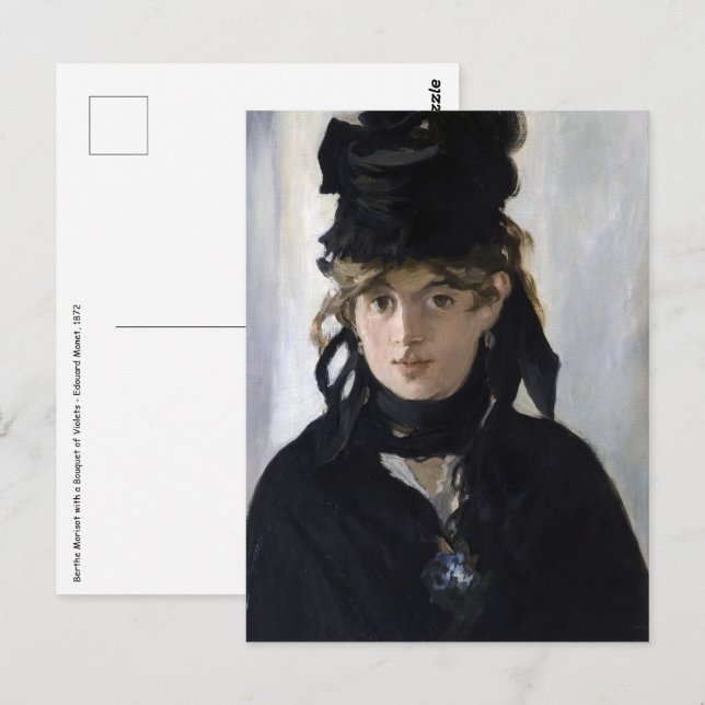 Manet - Berthe Morisot mit einem Blumenstrauß Postkarte (Vorne/Hinten)