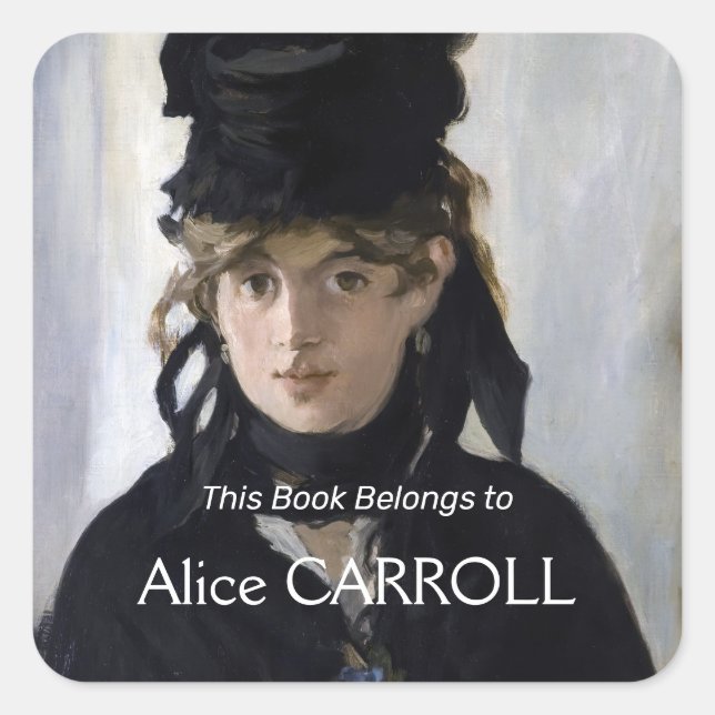 Manet - Berthe Morisot mit einem Blumenstrauß Quadratischer Aufkleber (Vorderseite)