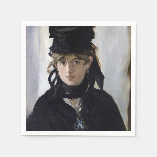 Manet - Berthe Morisot mit einem Blumenstrauß Serviette (Vorderseite)