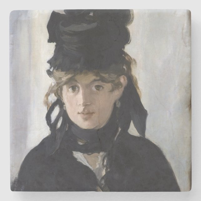 Manet - Berthe Morisot mit einem Blumenstrauß Steinuntersetzer (Vorderseite)