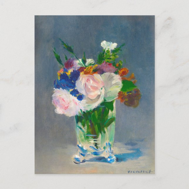 Manet-Blume in einer Crystal Vase Postkarte (Vorderseite)
