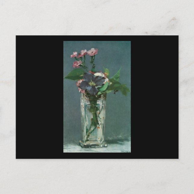 Manet-Blume in einer Kristallvase Postkarte (Vorderseite)