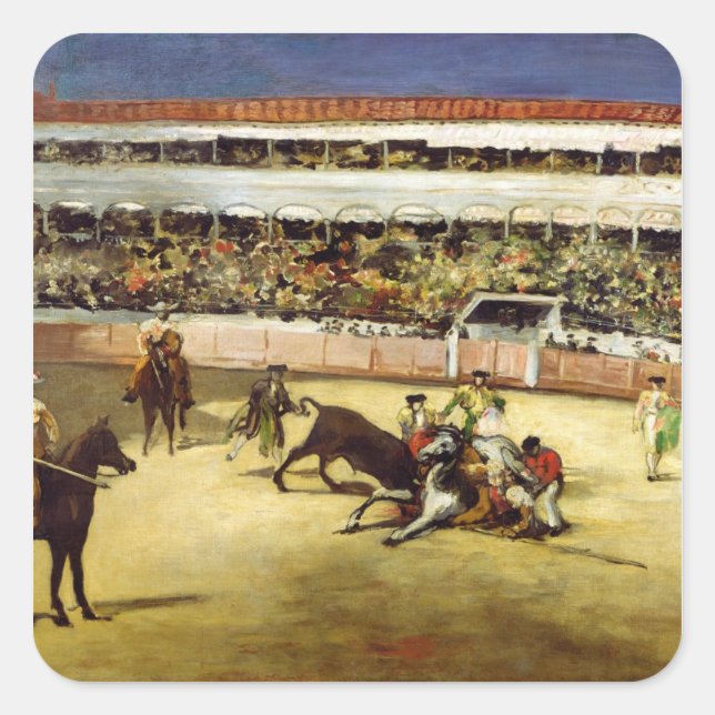 Manet | Bull Fight, 1865 Quadratischer Aufkleber (Vorderseite)