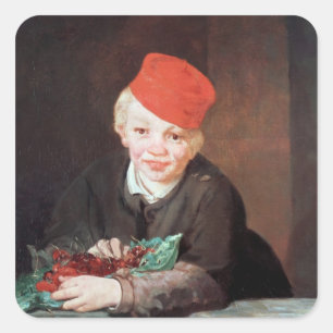Manet der Junge mit den Kirschen, 1859 Quadratischer Aufkleber