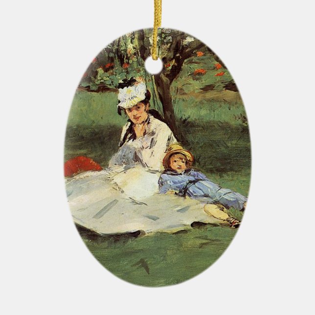 Manet Impressionist French Family Garden Malerei Keramik Ornament (Vorne)