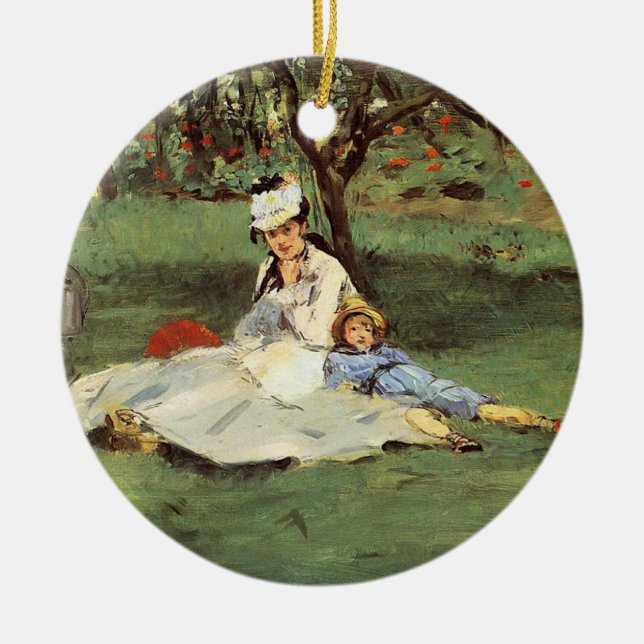 Manet Impressionist French Family Garden Malerei Keramik Ornament (Vorne)