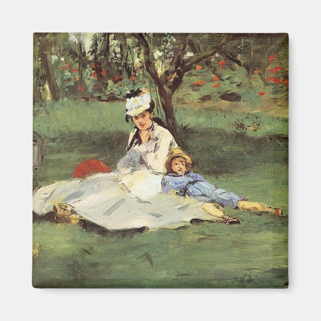 Manet Impressionist French Family Garden Malerei Magnet (Vorne)