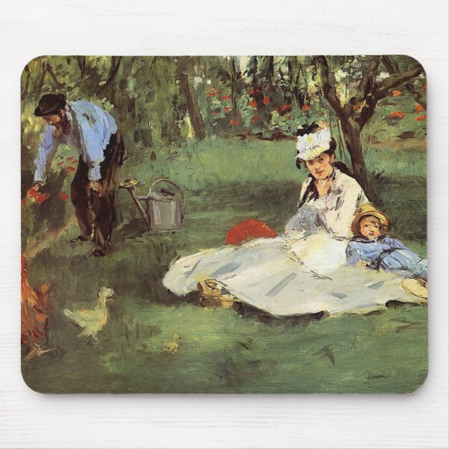 Manet Impressionist French Family Garden Malerei Mousepad (Vorne)