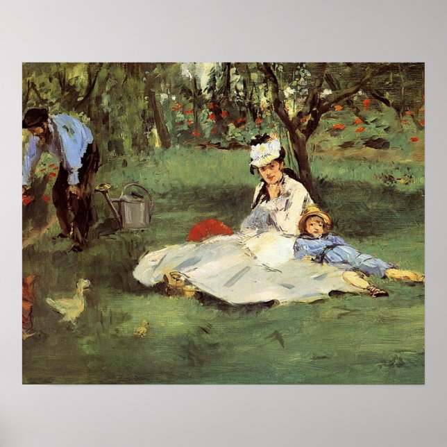 Manet Impressionist French Family Garden Malerei Poster (Vorne)