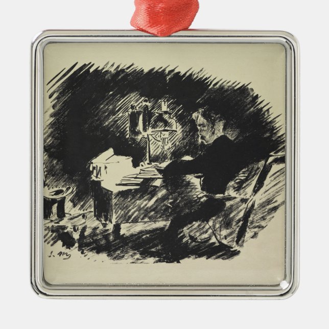 Manet | Le Corbeau, 1875 Silbernes Ornament (Vorne)