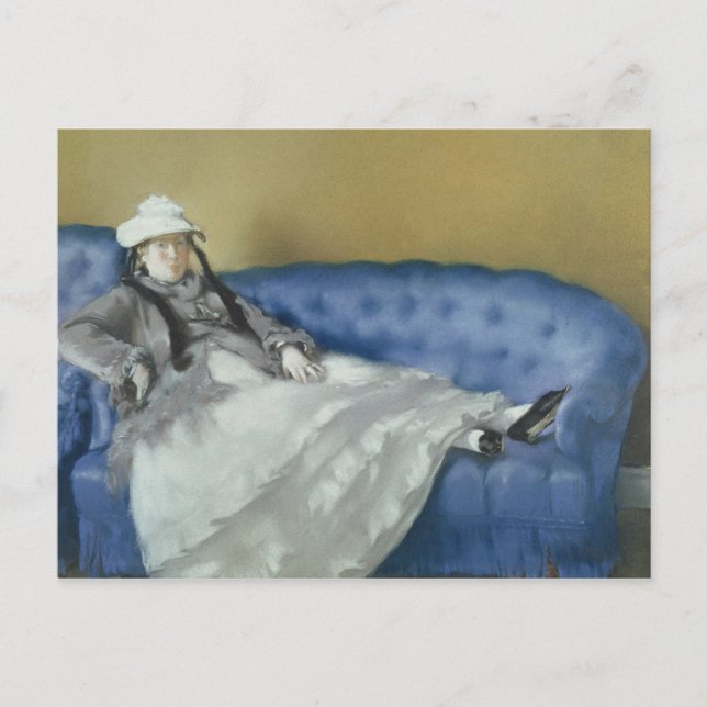 Manet | Madame Manet on a Blue Sofa, 1874 Postkarte (Vorderseite)