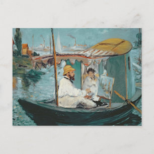 Manet   Monet in seinem Floating Studio, 1874 Postkarte