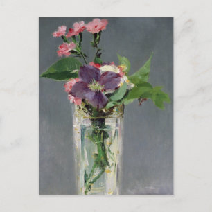 Manet   Pinks und Clematis in einer Kristallvase,  Postkarte
