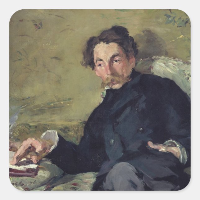 Manet | Stephane Mallarme 1876 Quadratischer Aufkleber (Vorderseite)