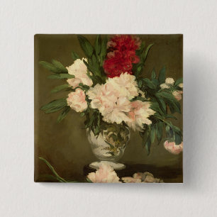 Manet Vase Pfingstrosen auf einem kleinen Button