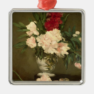Manet   Vase Pfingstrosen auf einem kleinen Ornament Aus Metall