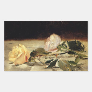 Manet: Zwei Rose auf einem Kunstwerk Rechteckiger Aufkleber