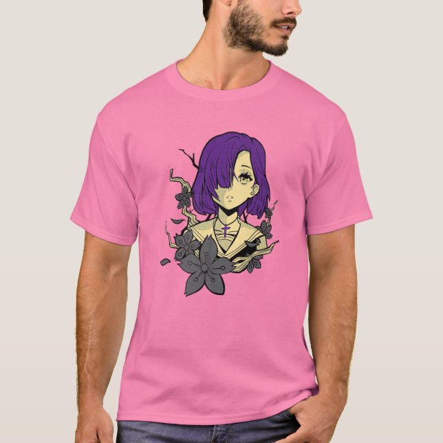 Manga - Alt Ästhetik - Japanisch Emo Anime Girl Pi T-Shirt (Vorderseite)