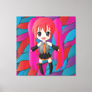 Manga Anime Girl Wrapped Canvas Leinwanddruck