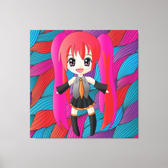 Manga Anime Girl Wrapped Canvas Leinwanddruck (Vorderseite)