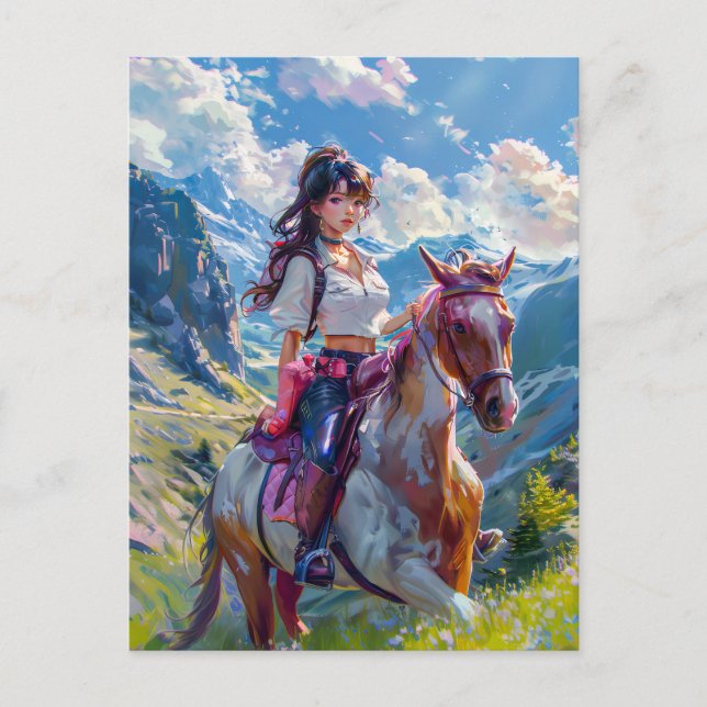 Manga Cowgirl im Alpenparadies Postkarte (Vorderseite)