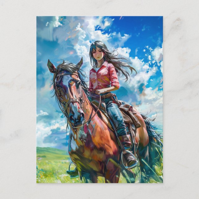 Manga Cowgirl's AlpenEscape Postkarte (Vorderseite)