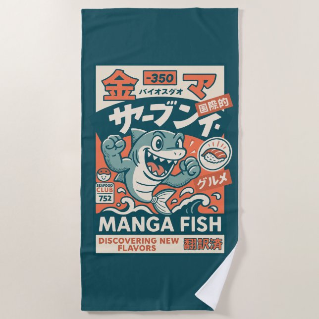 Manga-Fisch Strandtuch (Vorderseite)