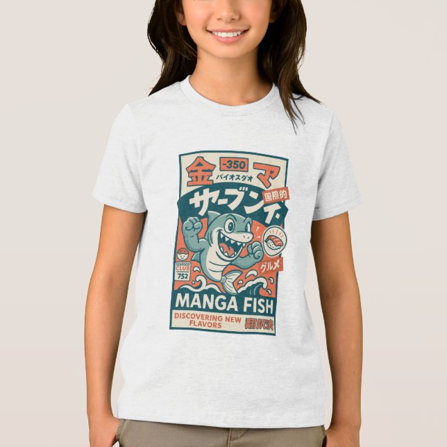 Manga-Fisch Tri-Blend Shirt (Vorderseite)