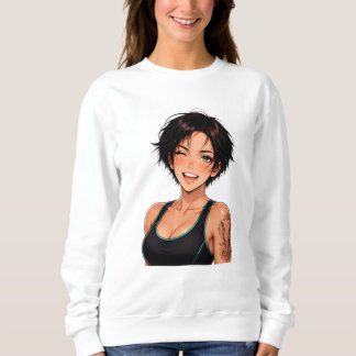Manga Fitnessstudio Mädchen Workout Fitness T-Shir Sweatshirt