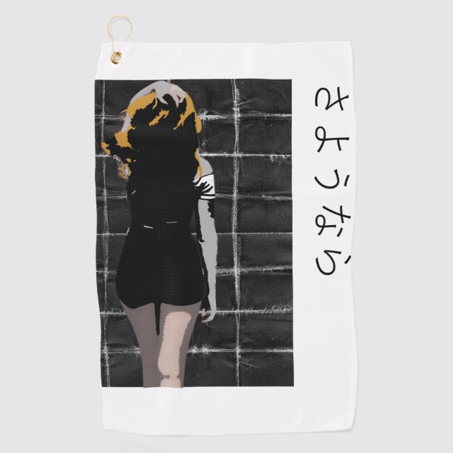 Manga-förmiges Design mit Abschied auf Japanisch Golfhandtuch (Vorderseite)