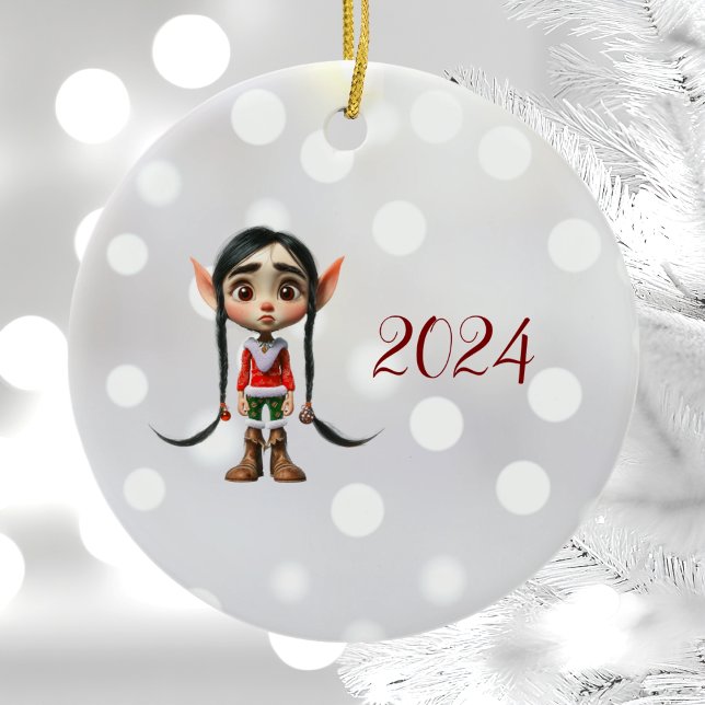 Manga Girl Christmas Elf Keramik Ornament (Von Creator hochgeladen)
