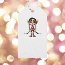 Manga Girl Christmas Elf White Gift Tags