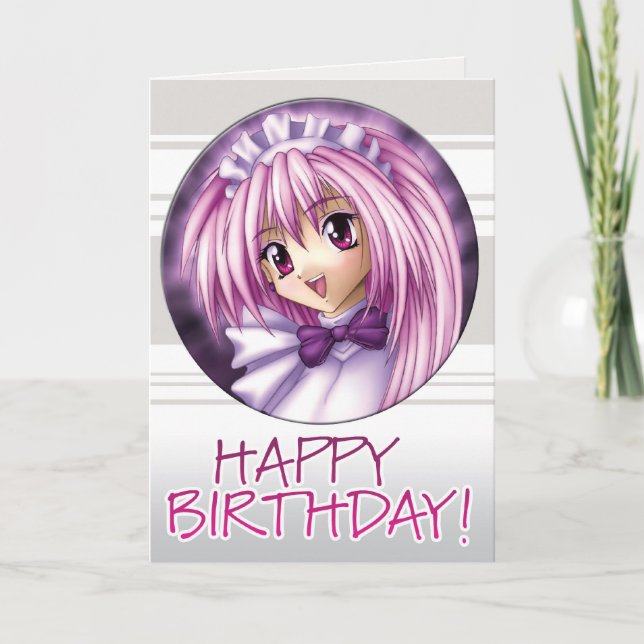 Manga Girl Maid Birthday Karte (Vorderseite)