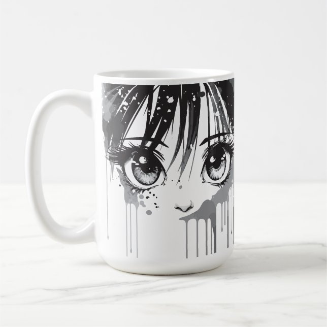 Manga Girl mit farbenprächtigem Blick Kaffeetasse (Links)