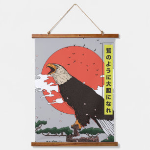 Manga Goldener Adler Wandteppich Mit Holzrahmen