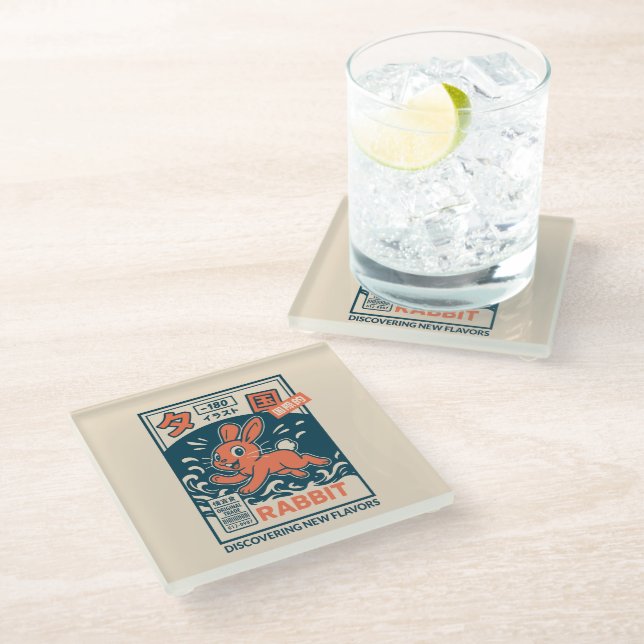 Manga-Hase Glasuntersetzer (Schrägansicht)