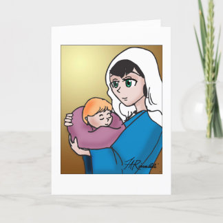 Manga Madonna Illustrated Christmas Card Feiertagskarte