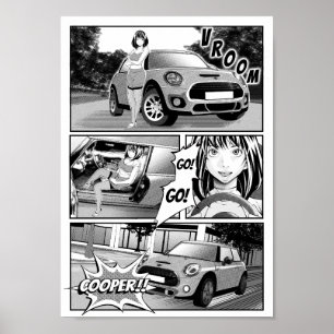 Manga Mini Cooper Poster