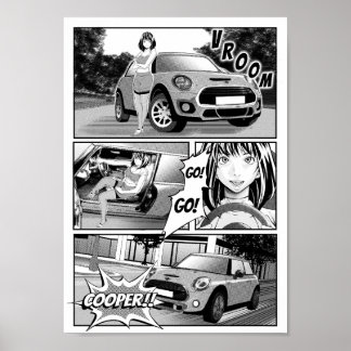 Manga Mini Cooper Poster