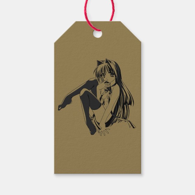 Manga, Neko Catgirl Furry Kawaii Loli Geschenkanhänger (Vorderseite)